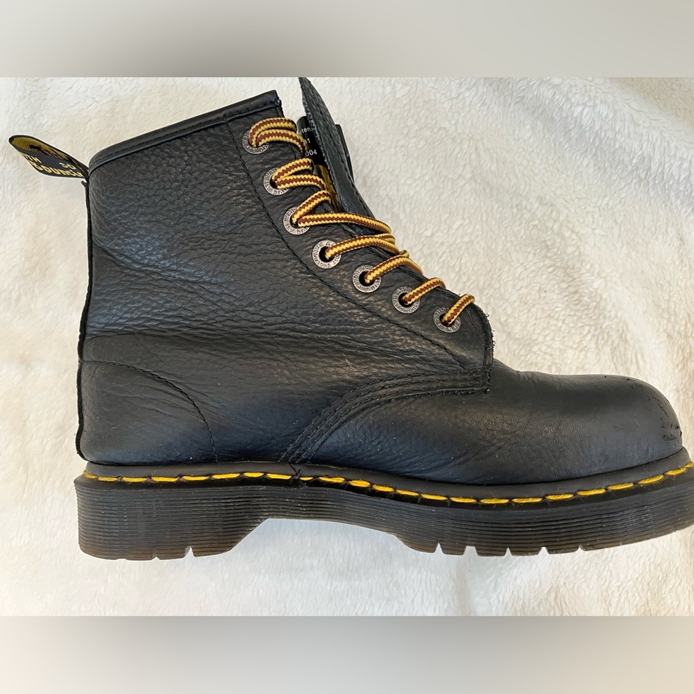 Dr. Martens Industrial Steel Toe Boots - Black Leather - Men 7 / Women 8 - Picture 13 of 15